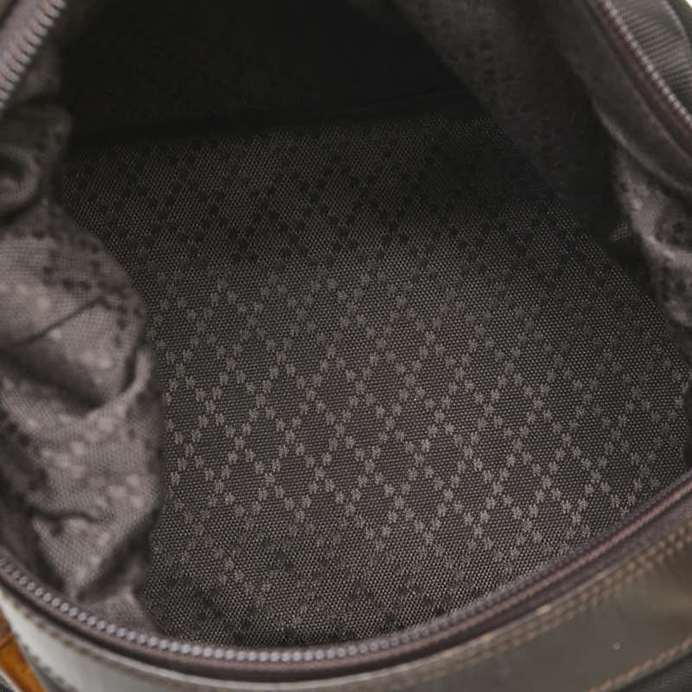 Gucci Top Handle Brown 2way Nylon Leather Bamboo Handbag - Picture 8 of 9